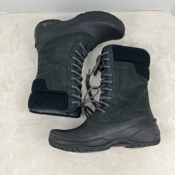The North Face Shellista Il Mid Apres Boots Black Womens Sz 8.5 Waterproof
