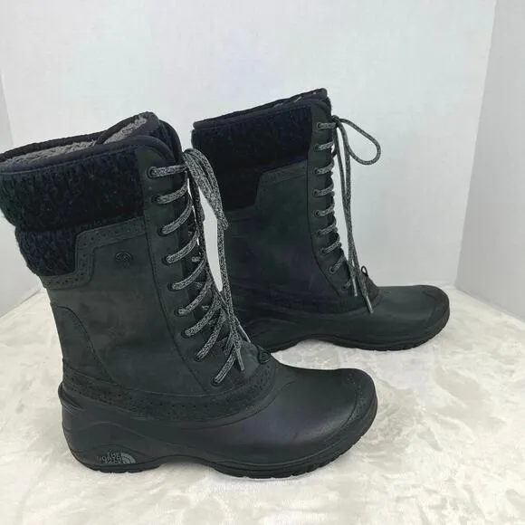 The North Face Shellista Il Mid Apres Boots Black Womens Sz 8.5 Waterproof