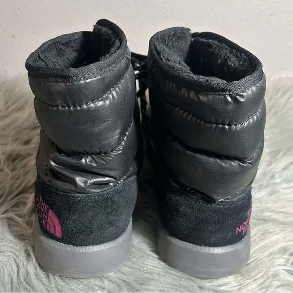 The North Face Thermo Ball Lace Waterproof Black Black Pink Winter Boots Size 9