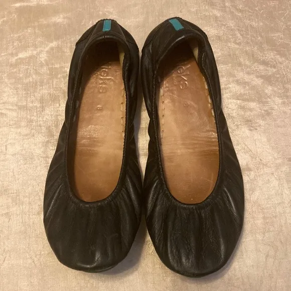 TIEKS Matte Black Leather Ballet Flats