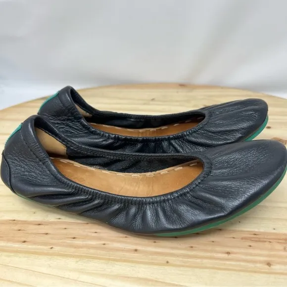 TIEKS Matte Black Leather Ballet Flats