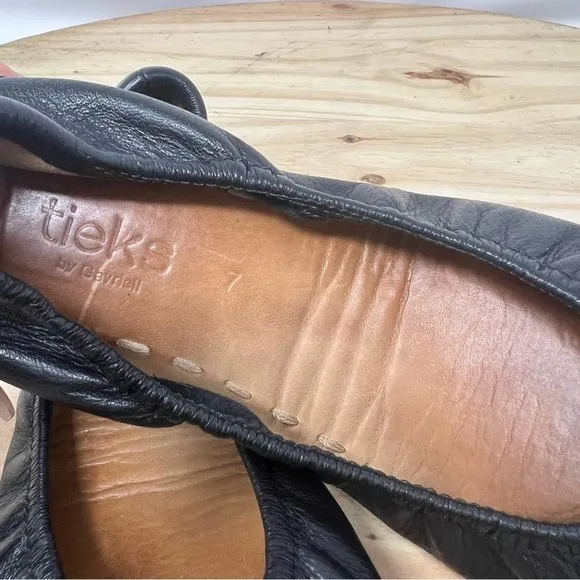 TIEKS Matte Black Leather Ballet Flats