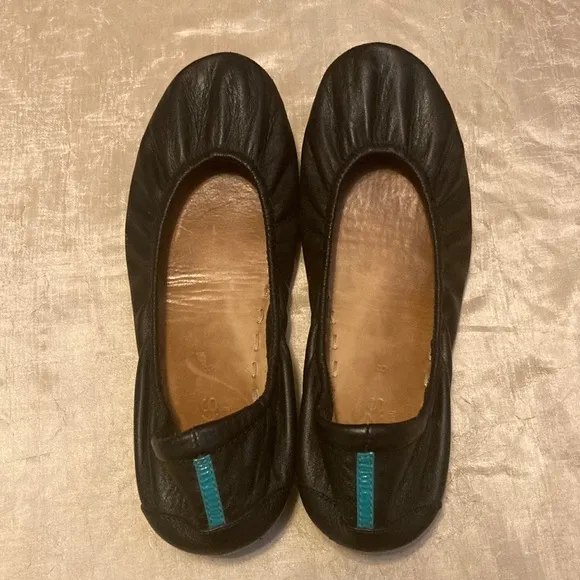 TIEKS Matte Black Leather Ballet Flats