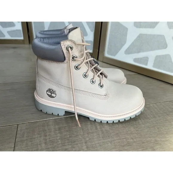 Timberland 6IN Premium Waterproof Sz 4 Junior Big Girls Pink Boots A2F6D Leather