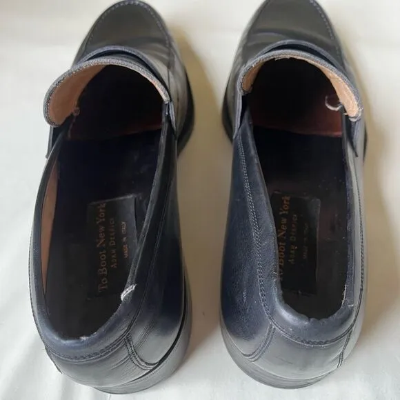 To Boot New York Adam Derrick Black Leather Penny Loafers Slip On Mens 11.5
