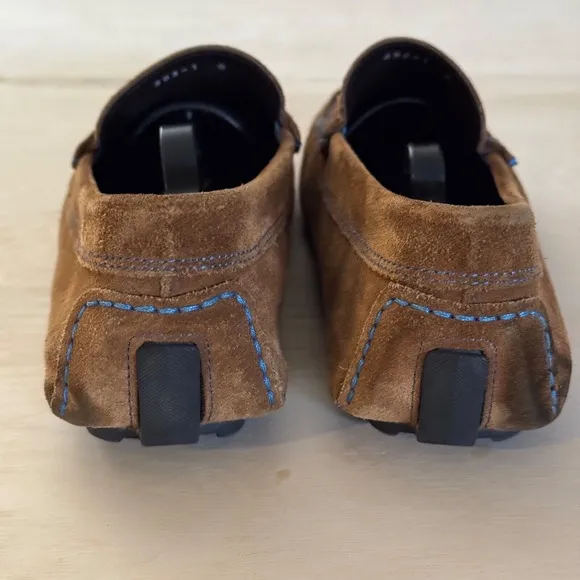 To Boot New York Mitchum Driving Shoes Loafers Brown Suede Blue Stitching Men 8