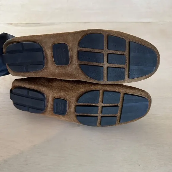 To Boot New York Mitchum Suede Driving Shoes Loafers Brown Blue Stitching Men 8