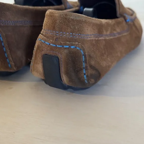 To Boot New York Mitchum Suede Driving Shoes Loafers Brown Blue Stitching Men 8