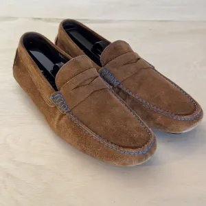 To Boot New York Mitchum Suede Driving Shoes Loafers Brown Blue Stitching Men 8