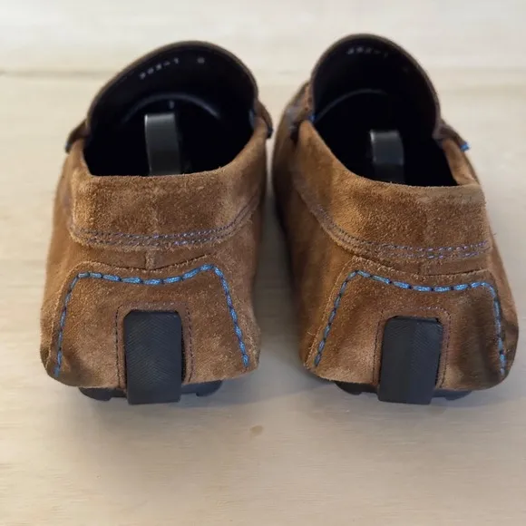 To Boot New York Mitchum Suede Driving Shoes Loafers Brown Blue Stitching Men 8