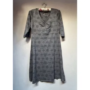 Toad &amp; Co. Rosalinda A-Line Dress Medium Brown Geo Organic Cotton Blend Stretch