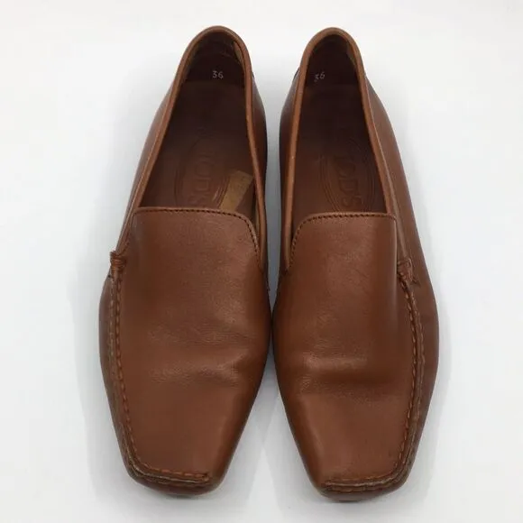 Tod’s Brown Leather Driving Mocassin Driving Loafers Sz EU 36 US 6. *Flawed*