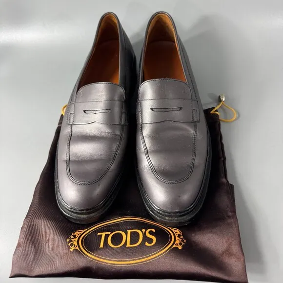 Tod's Gray Leather Loafers, Women's Size 38
