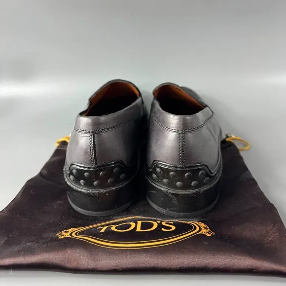 Tod's Gray Leather Loafers, Women's Size 38