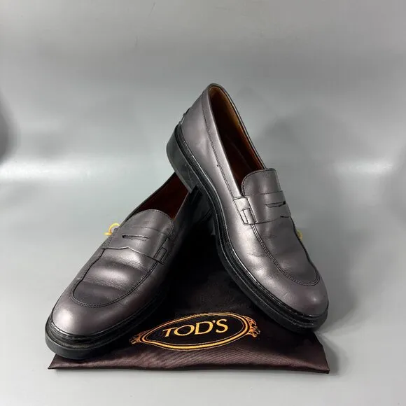 Tod's Gray Leather Loafers, Women's Size 38