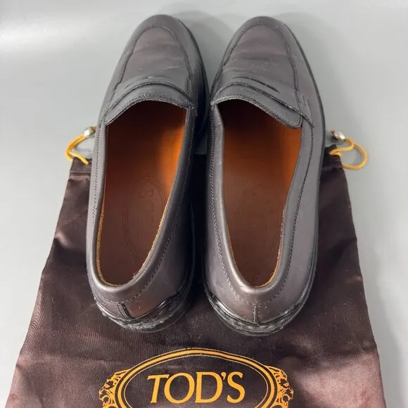 Tod's Gray Leather Loafers, Women's Size 38