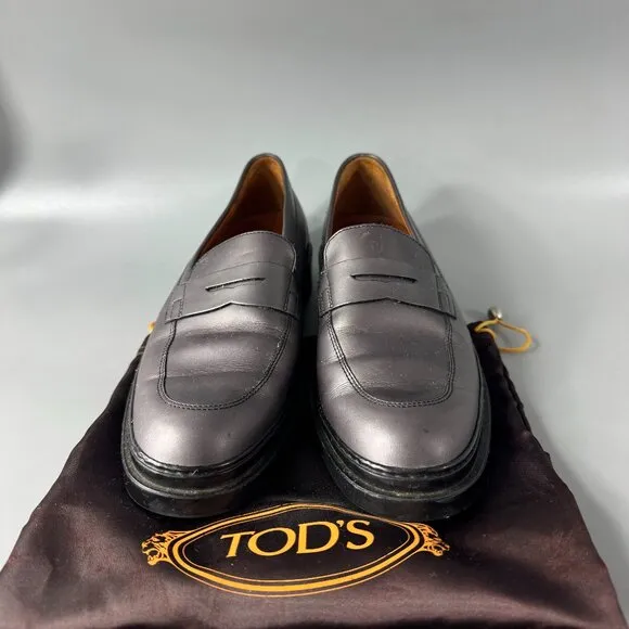 Tod's Gray Leather Loafers, Women's Size 38