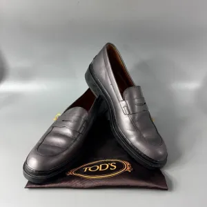 Tod's Gray Leather Loafers, Women's Size 38