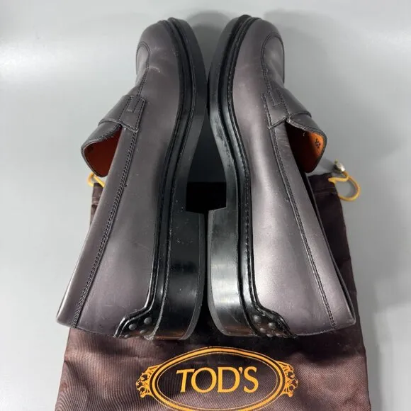 Tod's Gray Leather Loafers, Women's Size 38