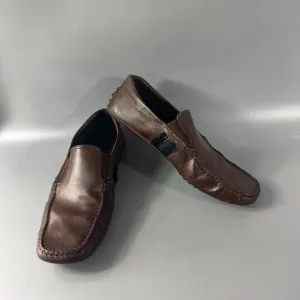 Tod's Men's Slip On Loafers Brown Leather Pebble Outsole Moccasin Shoes Size 8.5