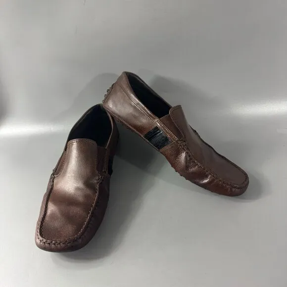 Tod's Men's Slip On Loafers Brown Leather Pebble Outsole Moccasin Shoes Size 8.5
