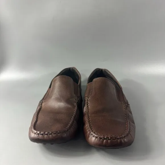 Tod's Men's Slip On Loafers Brown Leather Pebble Outsole Moccasin Shoes Size 8.5