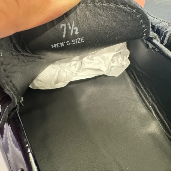 Tods Navy Patent Leather Driver Loafers Size 7 1/2