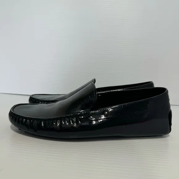 Tods Navy Patent Leather Driver Loafers Size 7 1/2