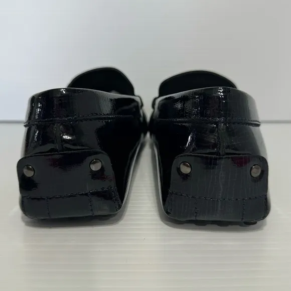 Tods Navy Patent Leather Driver Loafers Size 7 1/2