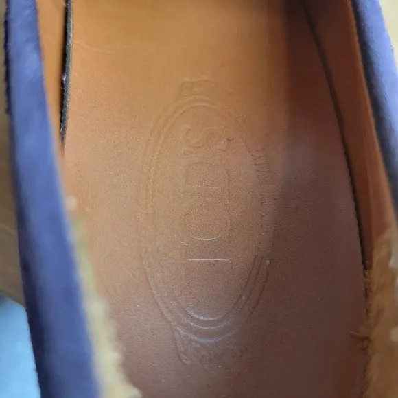 Tod's Slip On Loafers Driving Shoes Size 7 Purple Suede Womens Leather