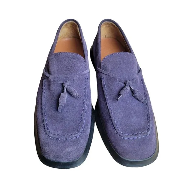 Tod's Slip On Loafers Driving Shoes Size 7 Purple Suede Womens Leather