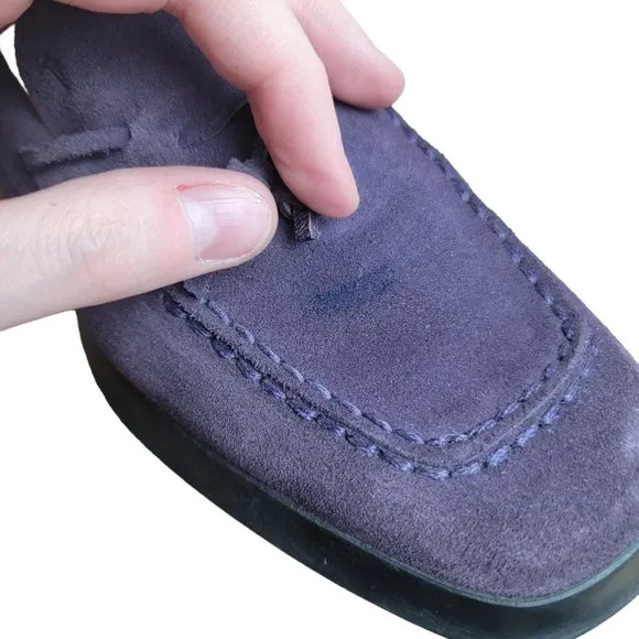 Tod's Slip On Loafers Driving Shoes Size 7 Purple Suede Womens Leather