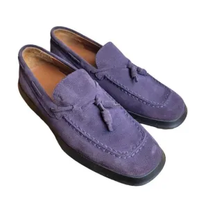 Tod's Slip On Loafers Driving Shoes Size 7 Purple Suede Womens Leather