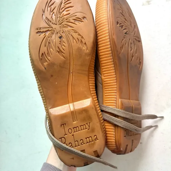 Tommy Bahama Beige Leather Lace Up Casual Sneakers MENS Size 9.5
