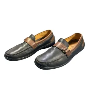 TOMMY BAHAMA MEN'S BLACK WITH ESPRESSO LEATHER SLIP ON LOAFERS SHOES SIZE 8 1/2