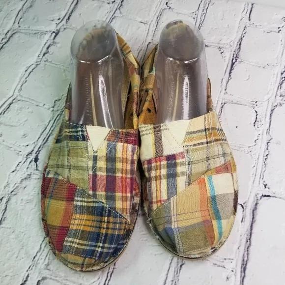 Toms madras plaid mens slip on loafers