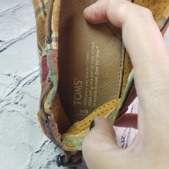 Toms madras plaid mens slip on loafers