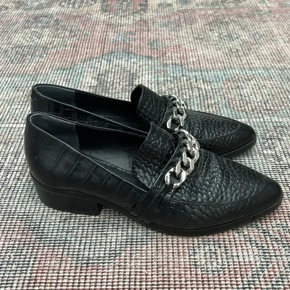 Tony Bianco Molly croc embossed chain loafers