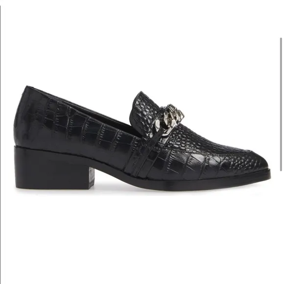 Tony Bianco Molly croc embossed chain loafers