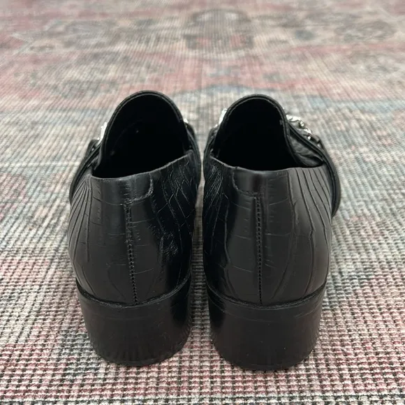 Tony Bianco Molly croc embossed chain loafers