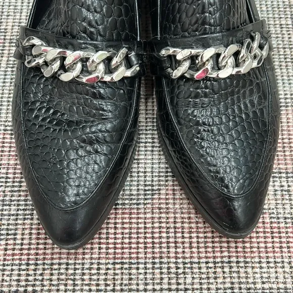 Tony Bianco Molly croc embossed chain loafers