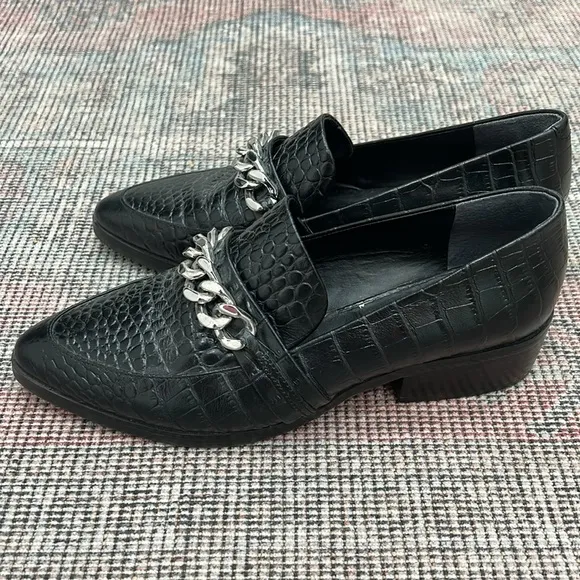 Tony Bianco Molly croc embossed chain loafers