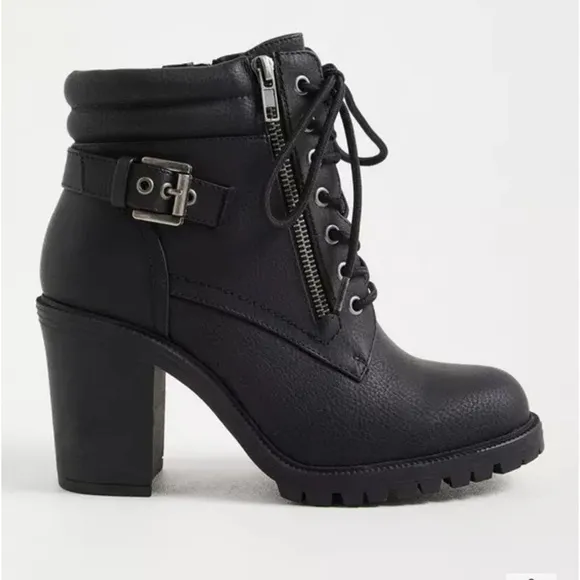 Torrid Black Heeled Boots with Chunky Heel