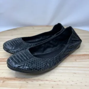 Tory Burch Eddie Black Snakeskin Flats