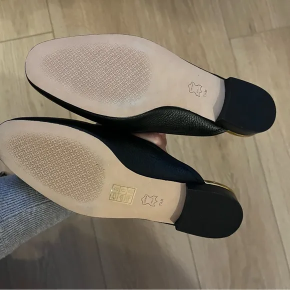 Tory Burch Jessa Black Backless Leather Loafers