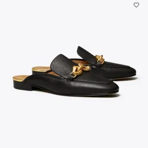 Tory Burch Jessa Black Backless Leather Loafers