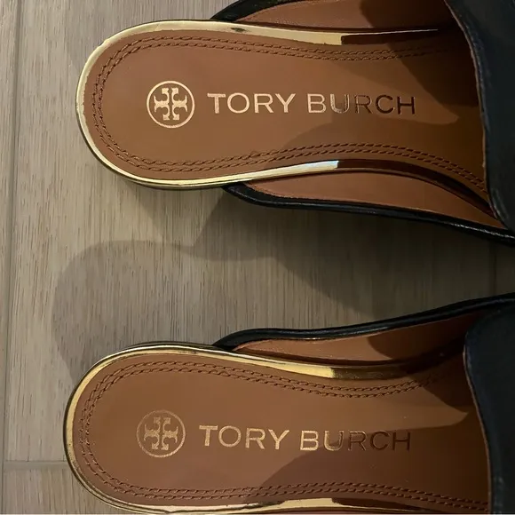 Tory Burch Jessa Black Backless Leather Loafers