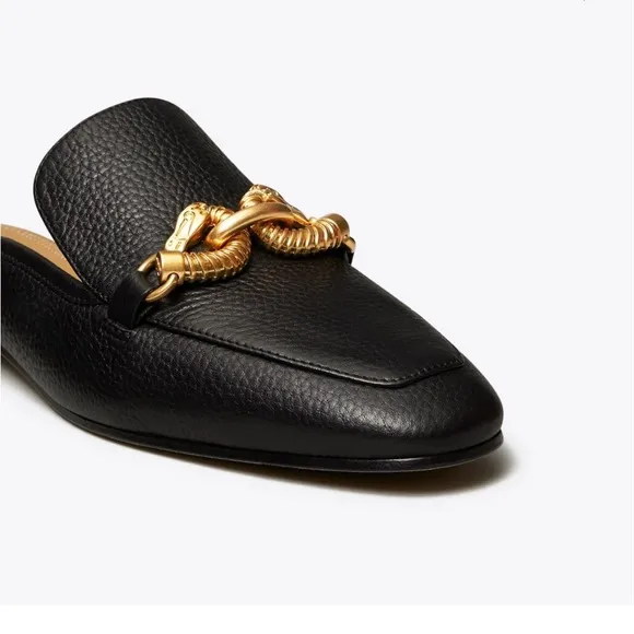 Tory Burch Jessa Black Backless Leather Loafers