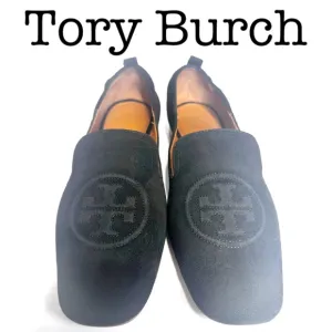 Tory Burch Leigh Black Suede Loafers Size 9 1/2