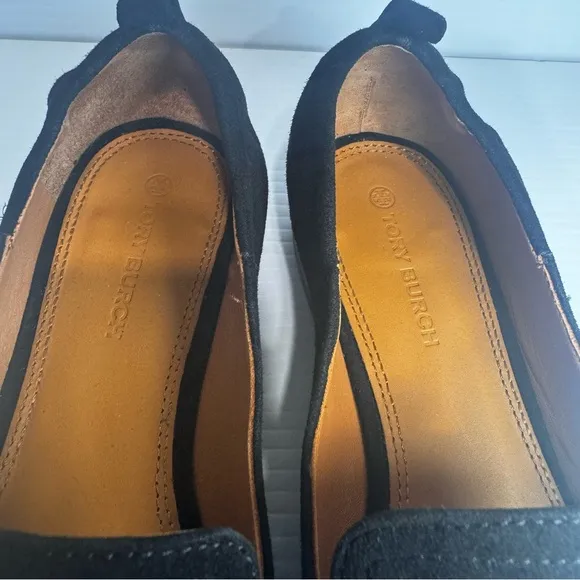 Tory Burch Leigh Black Suede Loafers Size 9 1/2